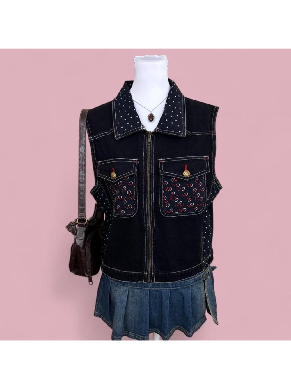 90s star moon celestial grunge vest